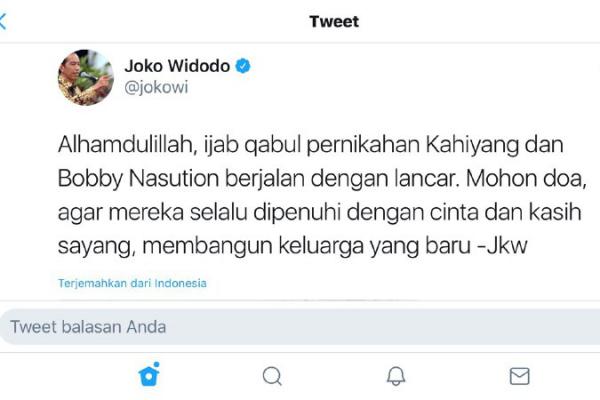 Ribuan Netizen Doakan Pernikahan Kahiyang-Bobby