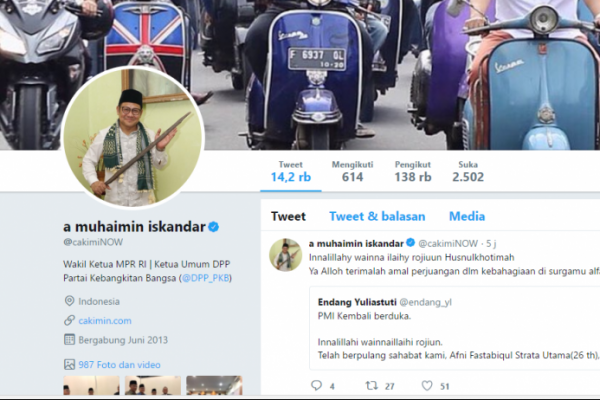Pasca Disuspend, Akun Twitter Cak Imin `Centang Biru`