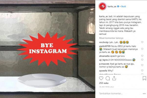 Akun IG Kartu AS Ucapkan Selamat Tinggal, Warganet Heboh