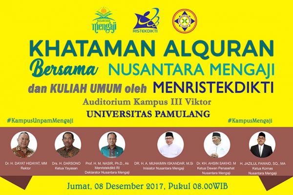 Universitas Pamulang Gelar Khataman Alquran Bersama Menristekdikti