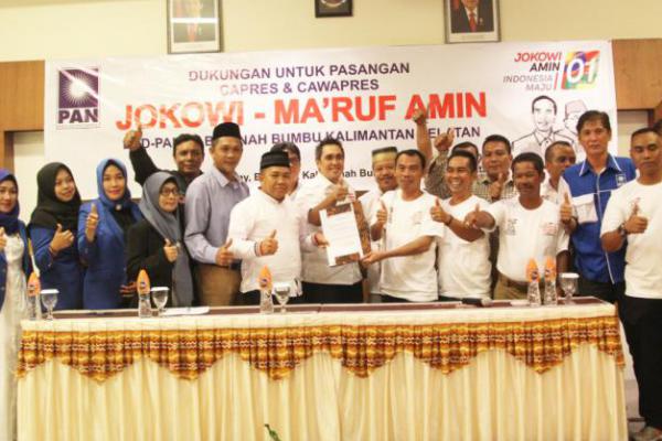 DPD PAN Tanah Bumbu Dukung Jokowi-Ma`ruf Amin, TKN: Realistis!