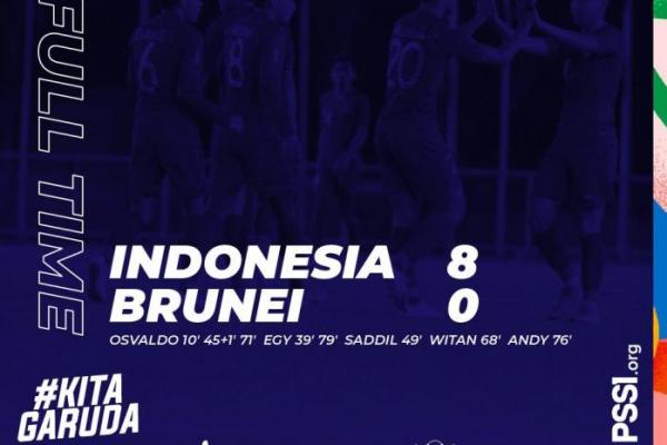 Pesta Gol, Indonesia Hajar Brunei Darussalam 8-0