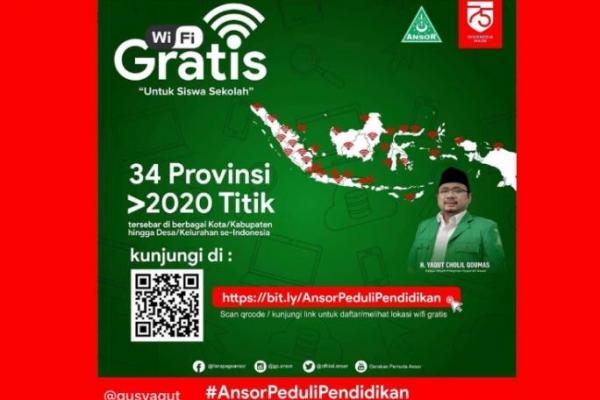 GP Ansor Luncurkan 2020 Titik Wifi Gratis Bantu Siswa PJJ