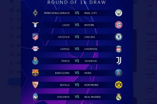 Drawing Perdelapan Final Liga Champions, Berikut Hasilnya