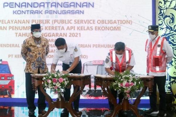 KAI Tandatangani Kontrak PSO KA Ekonomi Sebesar Rp3,4 Triliun