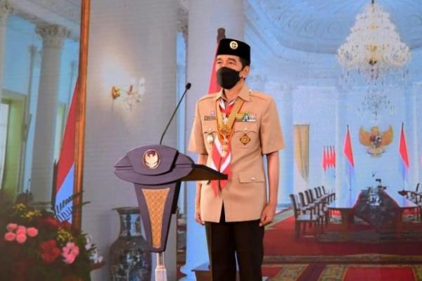 Hari Pramuka ke-60, Presiden Jokowi: Pramuka Harus Jadi Pelopor Disiplin Prokes