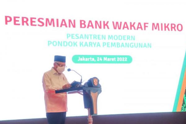 Wapres Maruf Amin Resmikan Bank Wakaf Mikro Pertama di Jakarta