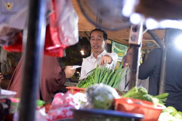 Presiden Jokowi Tinjau Harga dan Ketersediaan Komoditas di Pasar Johar Baru
