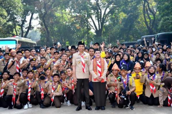 Presiden Jokowi Tinjau Raimuna Nasional XII di Cibubur