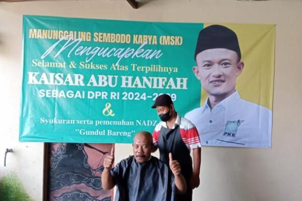 Wujud Syukur, Puluhan Relawan Kaisar Abu Hanifah Potong Gundul