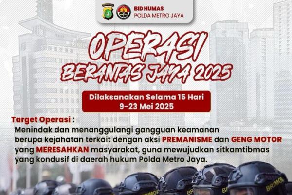 Polda Metro Amankan 2,4 Ribu Orang dalam Operasi Berantas Raya