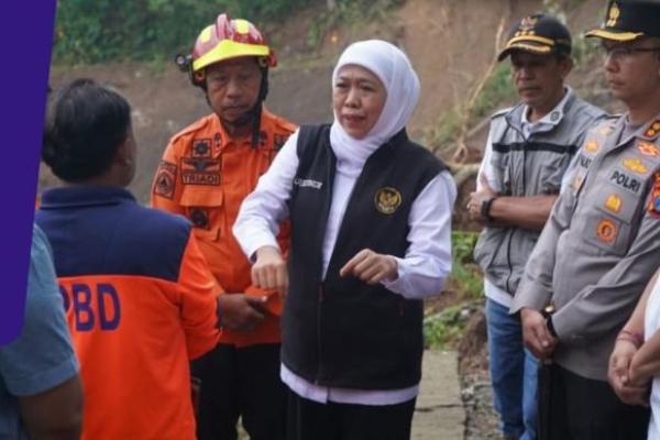 Longsor Trenggalek, Gubernur Khofifah Kerahkan Tim Gabungan untuk Mitigasi Bencana