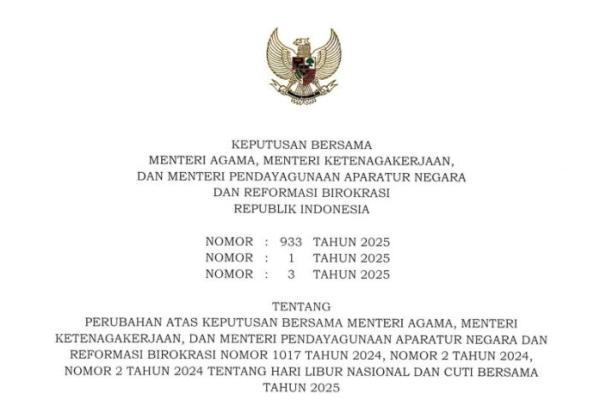 SKB Tiga Menteri Sudah Ditandatangani, 18 Agustus Resmi Cuti Bersama