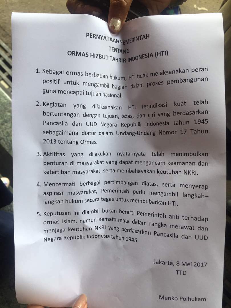 Ini Alasan Pemerintah Bubarkan HTI