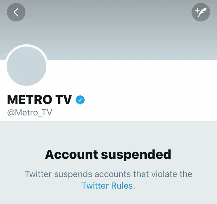 Waduh, Akun Twitter Metro TV  Suspended